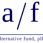 Logo for Alternative Fund, PLLC: blue lowercase 'a' and 'f' separated by a diagonal slash, with a blue horizontal line and the text 'alternative fund, pll c' underneath.