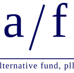 Logo with large 'a/f' initials, a horizontal line beneath, and the tagline 'alternative fund, plc'